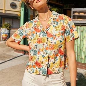 Marine Layer Lucy Resort shirt in fruit print